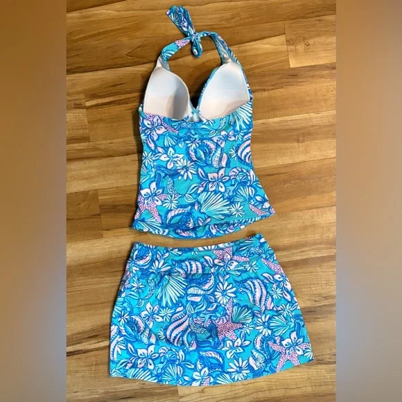 Like New Lilly Pulitzer Swim Set, Bliss Halter Tankini and Swim Skirt, Size 6 - Picture 5 of 10